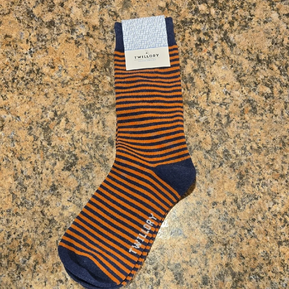 Men's Navy and Orange Striped Socks